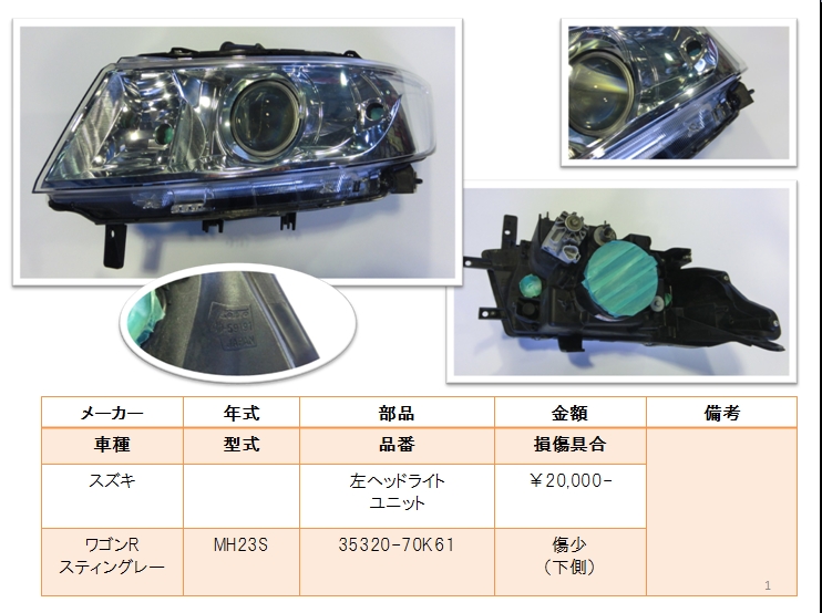 スティングレー左ヘッドライトユ